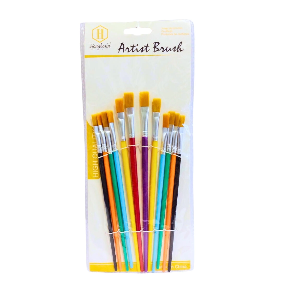 COLOURS SET PINCELES x 12 PLASTICO PUNTA CHATA