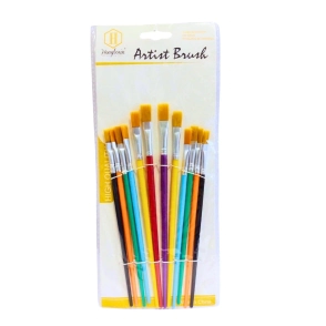 COLOURS SET PINCELES x 12 PLASTICO PUNTA CHATA
