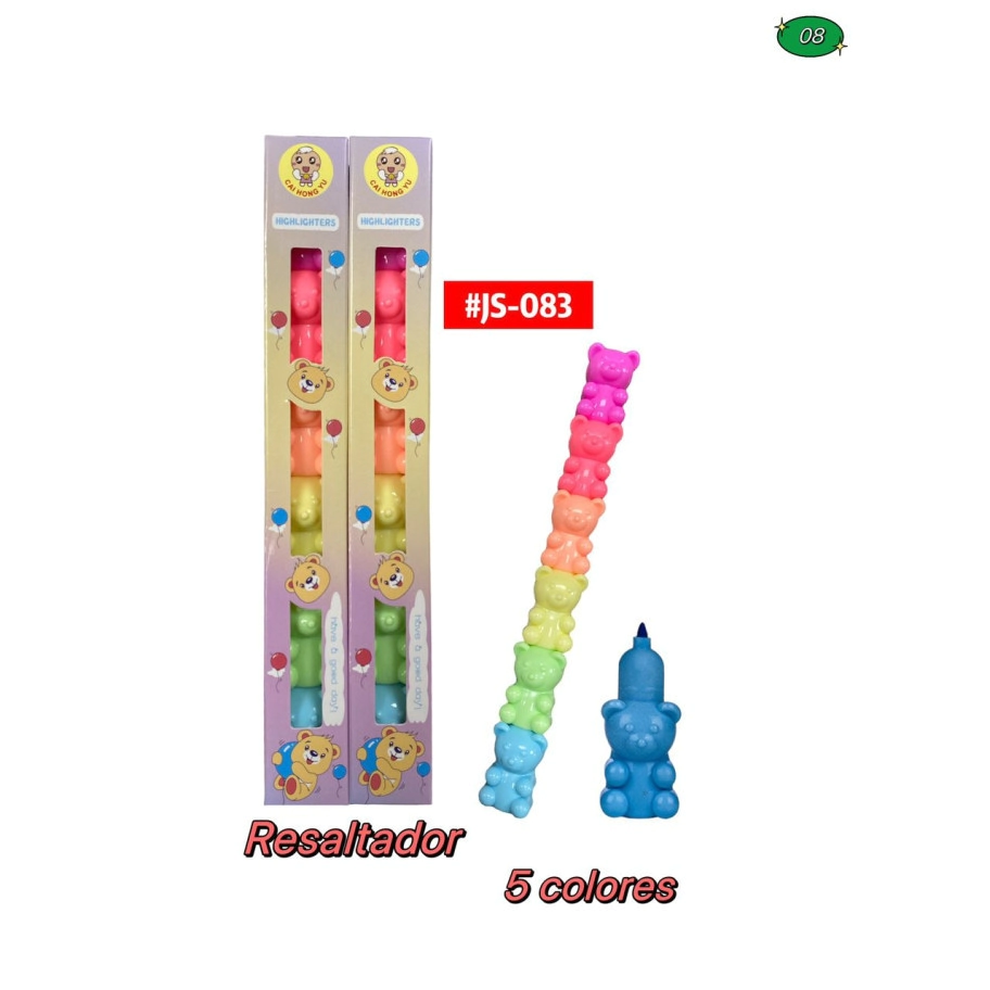 COLOURS RESALTADOR OSITOS x 5u P/INTERCAMBIABLES JS-083