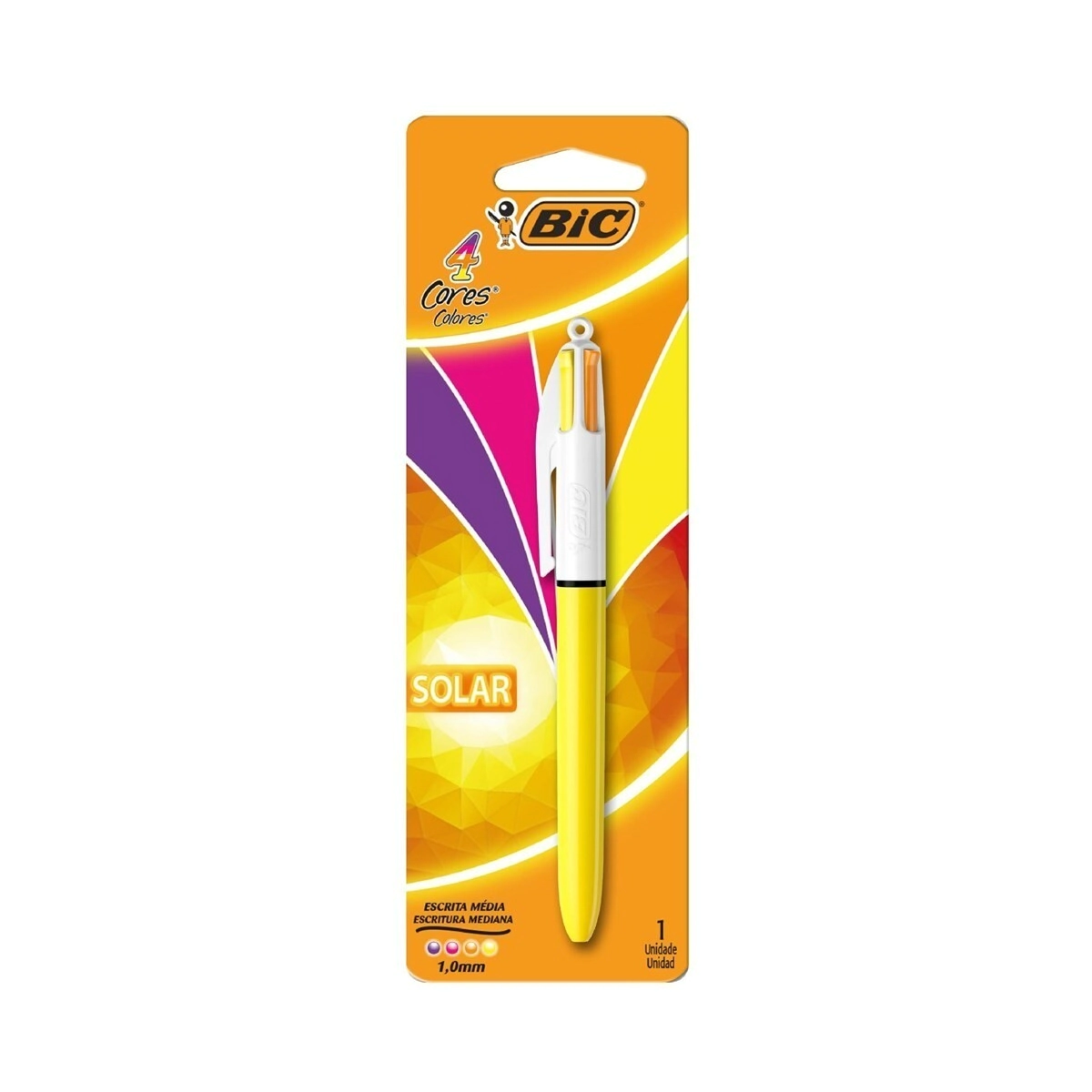 BOLIGRAFO BIC 4 COLORES SOLAR CUERPO AMARILLO
