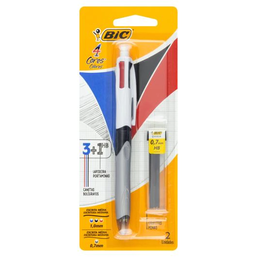 BOLIGRAFO BIC 3 COLORES CLASICOS 1mm + PORTAMINAS + MINAS 0.7mm