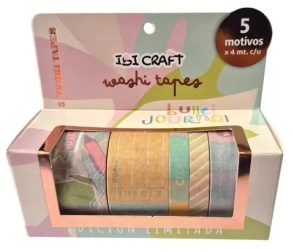 IBI CRAFT WASHI TAPE BOX x 5u de 4mts COLECCION SPIRIT