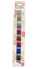 IBI CRAFT GLITTER POLVO SET 9 COLORES x 3grs C/U CLASICOS