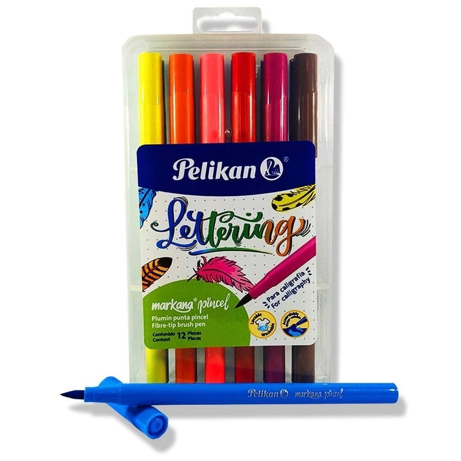 MARCADOR PELIKAN MARKANA PINCEL x 12u ESTUCHE