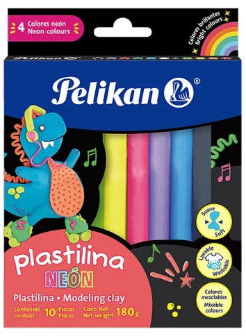 PLASTILINA PELIKAN NEON x 10u SURT.