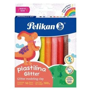 PLASTILINA PELIKAN GLITTER x 10u SURT.