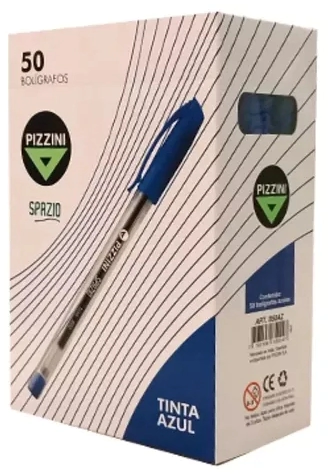 BOLIGRAFO PIZZINI CUERPO CRISTAL 1mm x 50u AZUL