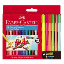 MARCADOR FABER-CASTELL FIESTA x 12+4neon+2pastel