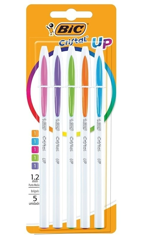 BOLIGRAFO BIC FASHION CRISTAL UP 1.2mm x 5u SURT.