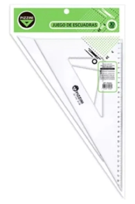 ESCUADRA PIZZINI JUEGO 30cm x 45&ordm; y 60&ordm; CRISTAL