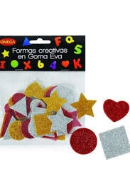 IBI GOMA EVA FORMAS AUTOAD. FORMAS GEOM. GLITTER x 30pcs