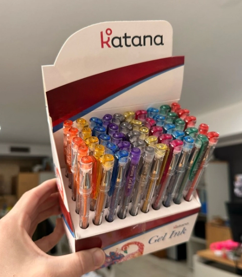 BOLIGRAFO KATANA GEL BRILLO DISPLAY x 50u SURT.