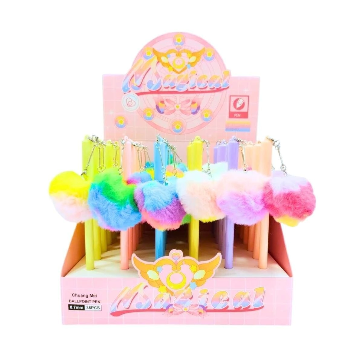 COLOURS BOLIGRAFO C/POMPON COLGANTE RAINBOW PASTEL