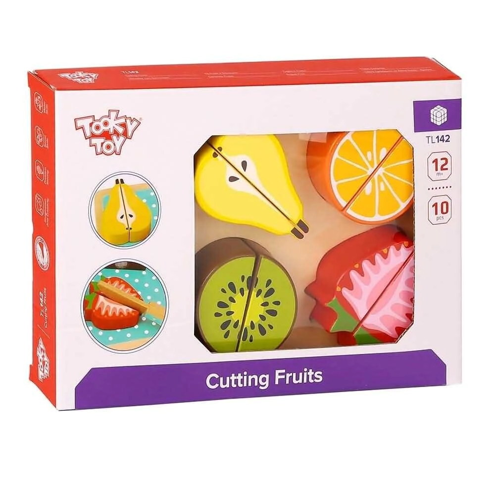 TOOKY TOY CORTANDO FRUTAS DE MADERA x 10pcs