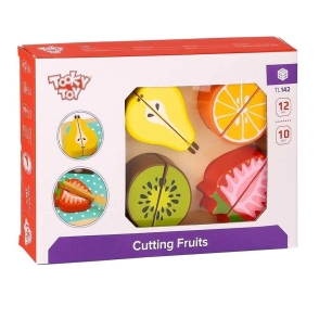 TOOKY TOY CORTANDO FRUTAS DE MADERA x 10pcs