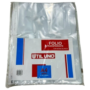 FOLIOS UTIL UNO A4 40MICR x 100u C/BORDE BLANCO
