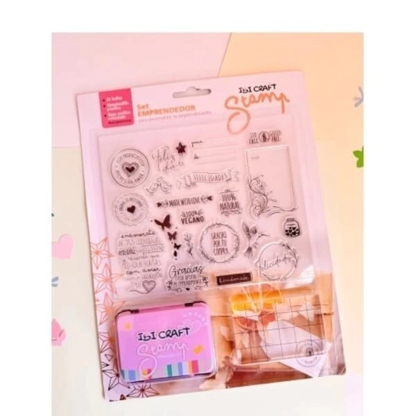 IBI CRAFT STAMP SET EMPRENDEDOR  (SELLOS+ALMOHADILLA+BASE)