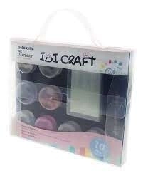 IBI CRAFT EMBOSSING SET: MARCADOR / ALMOHADILLA / 8 x 5grs