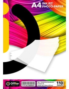 PAPEL FOTOGRAFICO OFFICE A4 110grs x 50hjs TRANSPARENTE AUTOADHESIVO