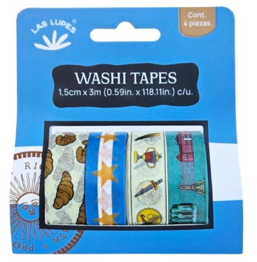 LAS LUPES WASHI TAPES SET x 4u ARGENTINA - QUE LINDO MI PAIS
