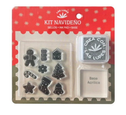 LAS LUPES Blister navide�o - SELLOS + BASE + INK PAD PLATEADA