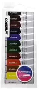 CONSULART ACUARELAS SET POMO x 10ml x 12u