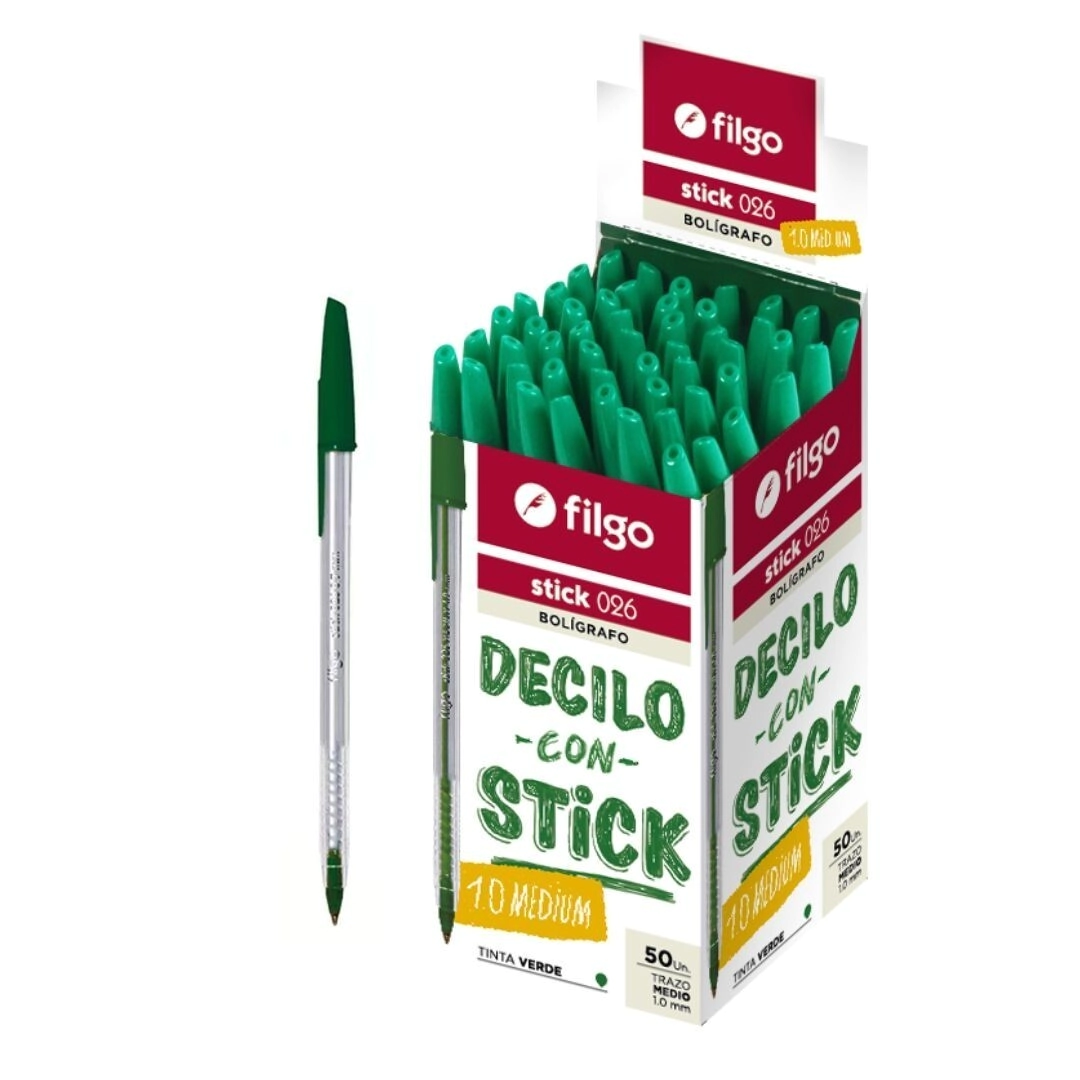 BOLIGRAFO FILGO STICK 024 CLASICO 1mm x 50u VERDE