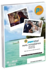 PAPEL FOTOGRAFICO PAPERSHOP A4 180grs x 100hjs