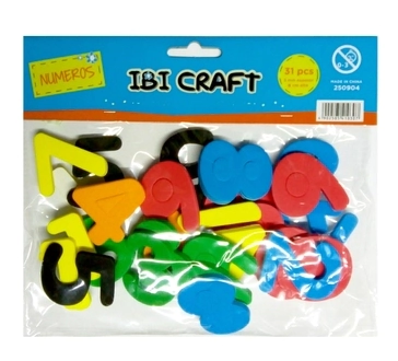 IBI CRAFT GOMA EVA FORMAS NUMEROS 5cm ALTO x 31pcs.