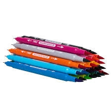 MARCADOR DELI DOBLE PUNTA PINCEL-MICROFIBRA x 12u