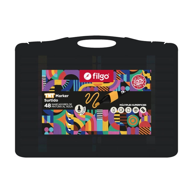 MARCADOR FILGO TNT AL AGUA ESTUCHE PLASTICO x 48u