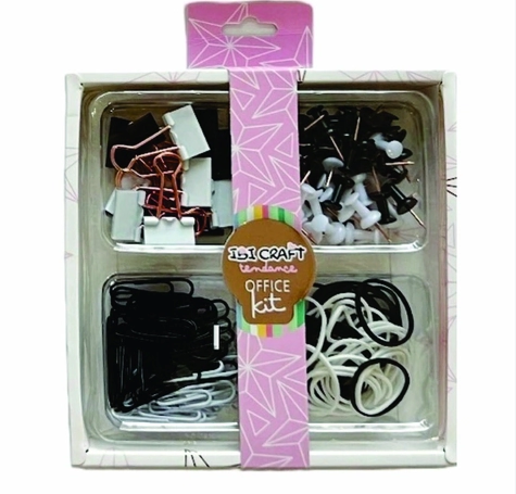 IBI CRAFT SET TENDANCE CLIP/CHINCHE/BINDER/GOMA B/N