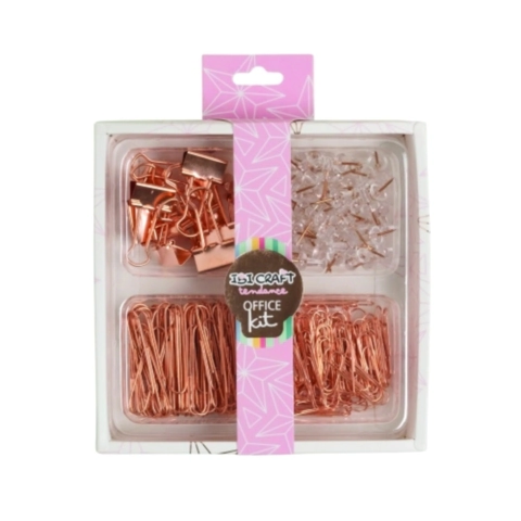 IBI CRAFT SET TENDANCE CLIP/CHINCHE/BINDER GOLD ROSA