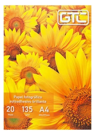 PAPEL FOTOGRAFICO GTC A4 x 135grs AUTOADHESIVO x 20hjs