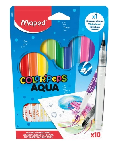 MARCADOR MAPED AQUA x 10u + PINCEL