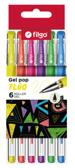 BOLIGRAFO FILGO GEL POP FLUO x 6u