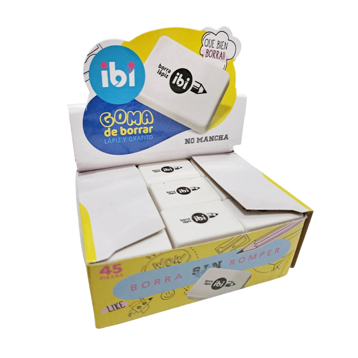 GOMAS IBI LAPIZ BLANCA CAJA x 45u