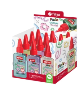 ADHESIVO FILGO GLITTER PASTEL x 25ml x 12u CAJA SURTIDO