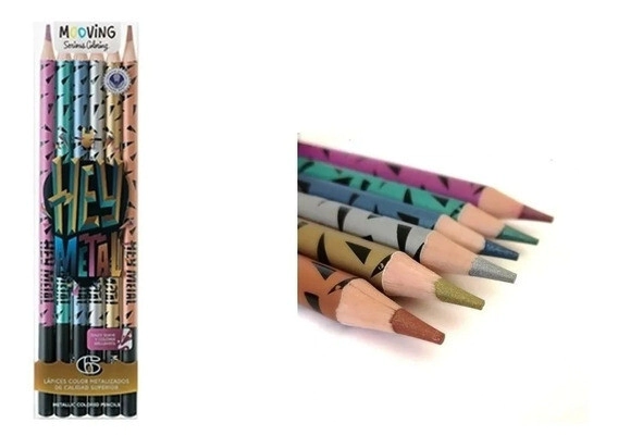 LAPICES COLOR MOOVING METALIZADO x 6u