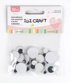 IBI CRAFT OJOS AUTOADHESIVOS TAMA&Ntilde;O SURTIDO x 30pcs