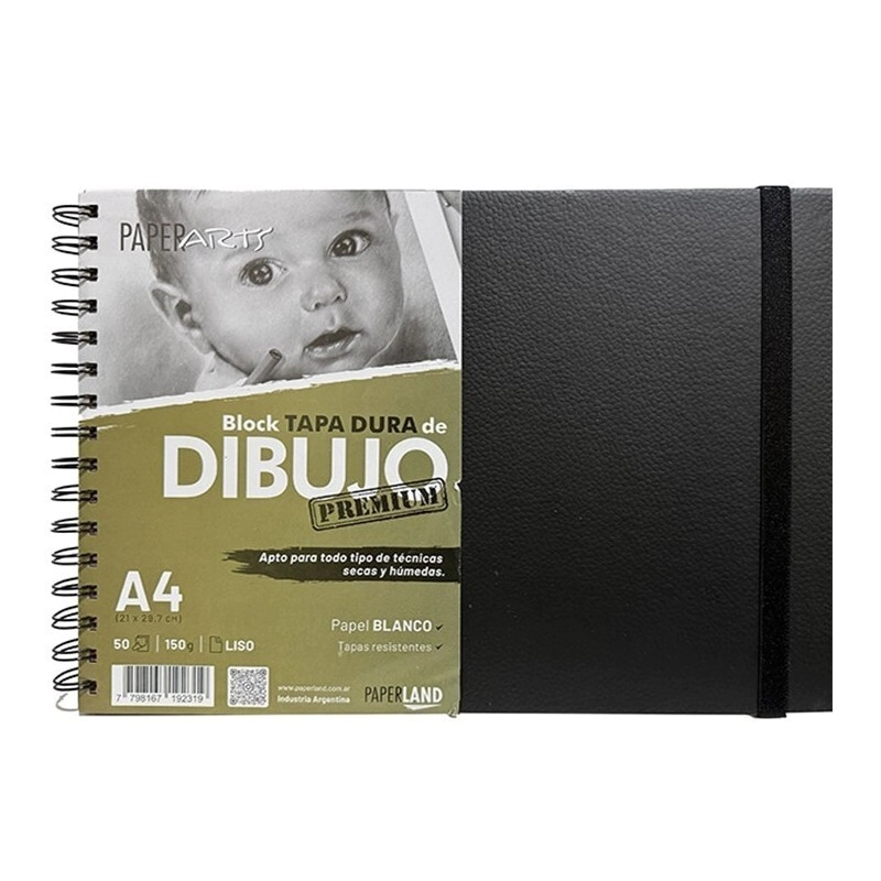 BLOCK PAPERLAND ARTS A4 PREMIUM TD ESP. y ELAST. 150grs x 50hjs LS