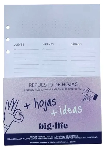 AGENDA PPR BIG LIFE REPUESTO SV 16.5x22