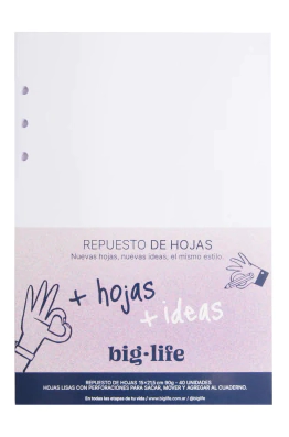 AGENDA PPR BIG LIFE REPUESTO LISAS 16.5x22