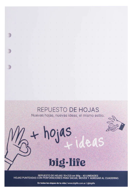 AGENDA PPR BIG LIFE REPUESTO PUNTEADAS 16.5x22