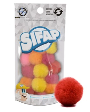 POMPONES SIFAP DE FELPA SURTIDO FLUO de 20mm x 20u