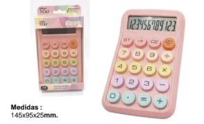 CALCULADORA LAMA VECAL TC87 MED. 12 DIGITOS PASTEL