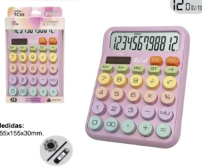 CALCULADORA LAMA VECAL TC88 MED. 12 DIGITOS PASTEL