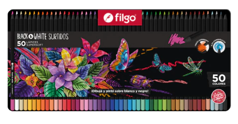 LAPICES COLOR FILGO BLACK&WHITE ESTUCHE x 50u