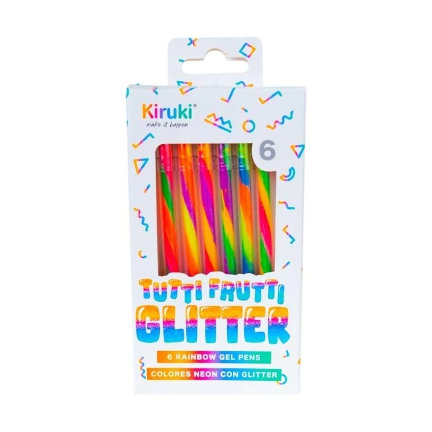 BOLIGRAFO KIRUKI TUTTI FRUTTI NEON GLITTER x 6u