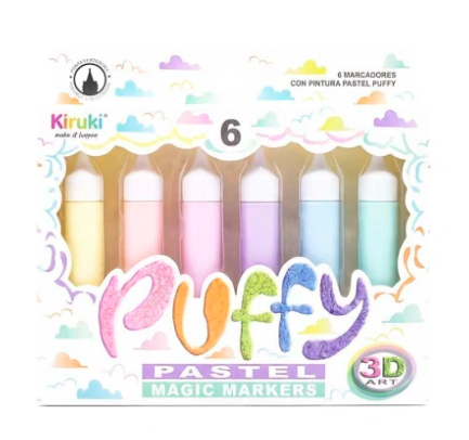 MARCADOR KIRUKI PUFFY PASTEL x 6u